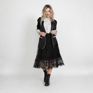 Gold Hawk *NWT* Black Lace Party Skirt w/ Lacy Hem; sz SMALL